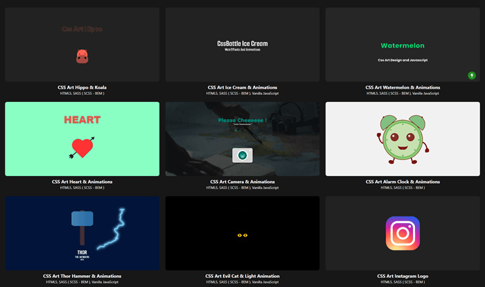 Mini CSS Arts & Anim Projects Gallery
